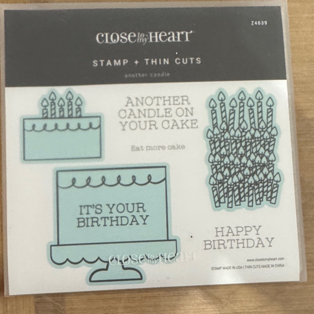 Close to My Heart Birthday Stamp + Thin Cuts - Light Blue Cake Set
